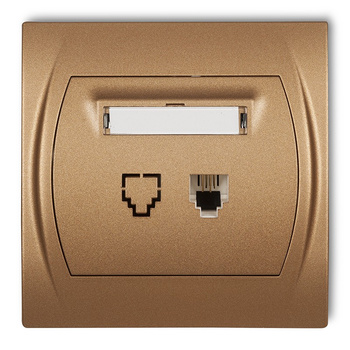 Gniazdo telefoniczne pojedyncze 1xRJ11, 4-stykowy Karlik seria LOGO 8LGT-1 kolor złoty metalik