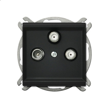 Gniazdo RTV-SAT z dwoma wyjściami SAT seria SONATA kolor Czarny metalik symbol GPA-R2S/m/33