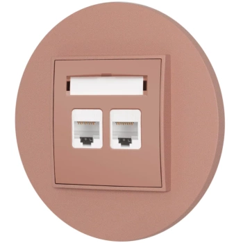 Gniazdo internetowe rj45 2x z ramką okrągłą seria MINI kolor łososiowy