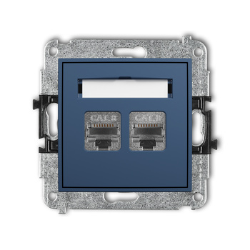 Mechanizm gniazda komputerowego podwójnego 2xRJ45, kat. 8, ekranowany, 8-stykowy Karlik seria ICON 64IGK-12 kolor navy blue