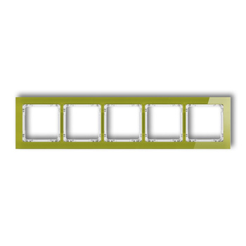 Ramka uniwersalna pięciokrotna - efekt szkła ramka zielona; spód biały Karlik seria DECO 2-0-DRS-5 kolor zielony