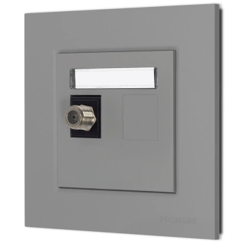 Gniazdo antenowe 1x z ramką seria Bella kolor popiel mat