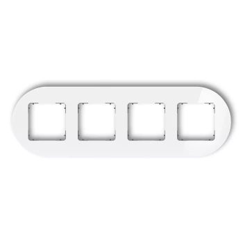 Ramka uniwersalna poczwórna okrągła - efekt szkła ramka: biała; spód: grafitowy mat Karlik seria ICON 0-28-IRSO-4 kolor biały