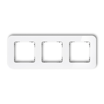 Ramka uniwersalna potrójna zaokrąglona - efekt szkła ramka: biała spód: grafitowy mat Karlik seria ICON 0-28-IRSZ-3 kolor biały