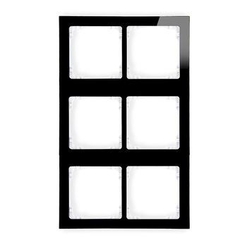 Ramka modułowa 6 krotna 2 poziom, 3 pion - efekt szkła ramka czarna; spód biała Karlik seria DECO 12-0-DRSM-2x3 kolor czarny