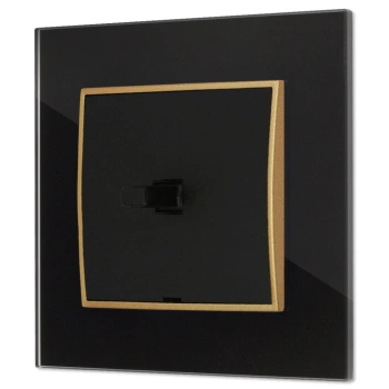 Włącznik pojedynczy w stylu USA ramka kwadratowa efekt szkła seria ICON kolor czarny/złoty