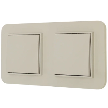 Dwa włączniki pojedyncze z ramką zaokrągloną seria MINI kolor taupe