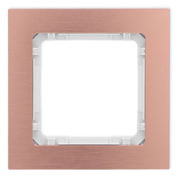 Ramka uniwersalna pojedyncza - aluminium szczotkowane ramka: kolor miedziany; spód: biały Karlik seria DECO 9-0-DRA-1 kolor miedziany