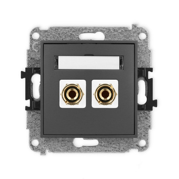 Mechanizm gniazda głośnikowego pojedynczego typu banan - czerwony i czarny, pozłacany, 4 mm2, do lutowania Karlik seria ICON 28IGG-3 kolor grafitowy mat