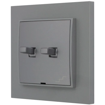 Włącznik schodowy podwójny w stylu USA ramka kwadratowa seria Mini kolor szary mat