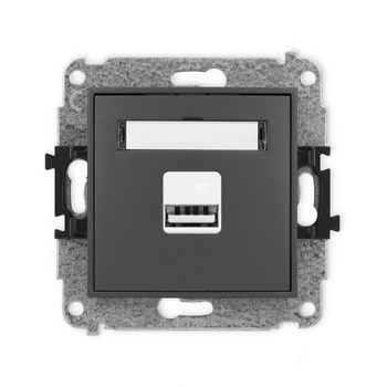 Mechanizm ładowarki USB pojedynczej USB A, 10W max., 5V, 2A Karlik seria ICON 28ICUSB-3 kolor grafitowy mat