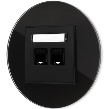 Gniazdo internetowe rj45 2x z ramką okrągłą efekt szkła seria ICON kolor czarny