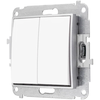 Włącznik podwójny bez ramki karlik mini kolor biały/srebrny