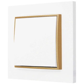 Włącznik pojedynczy z ramką prostą seria MINI kolor biały mat/złoty