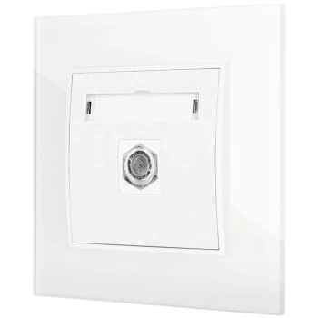 Gniazdo antenowe 1x z ramką kwadratową efekt szkła seria ICON kolor biały