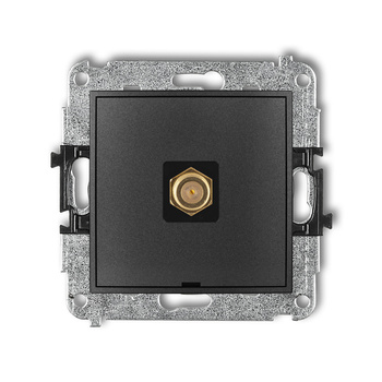 Mechanizm gniazda antenowego pojedynczego typu F SAT pozłacany, bez pola opisowego Karlik seria MINI 11MGFBO-1.1 kolor grafitowy