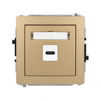 Mechanizm gniazda pojedynczego 1xUSB C-C Karlik seria DECO 8DGUSB-7 kolor złoty metalik
