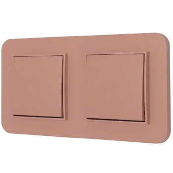 Dwa włączniki pojedyncze z ramką zaokrągloną seria MINI kolor łososiowy