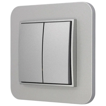 Włącznik podwójny z ramką zaokrągloną seria MINI kolor srebrny