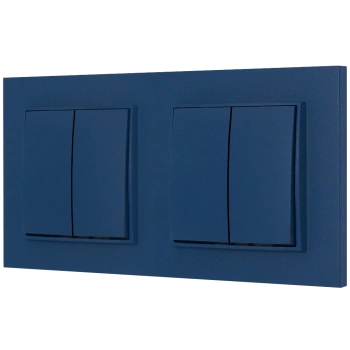 Dwa włączniki podwójne z ramką kwadratową seria MINI kolor navy blue
