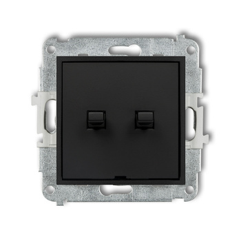 Mechanizm łącznika zwiernego, dwubiegunowego w stylu amerykańskim bez piktogramów, osobne zasilanie Karlik seria ICON 12IWPUS-44.2 kolor czarny mat