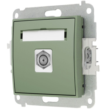 Mechanizm gniazda antenowego pojedynczego typu F SAT niklowany Karlik seria MINI 61MGF-1 kolor szałwiowy