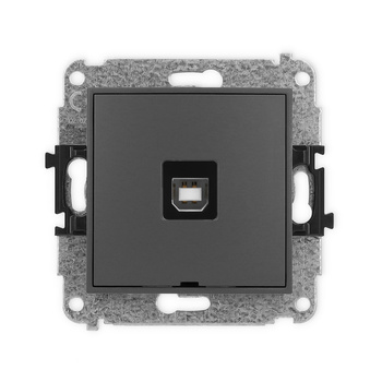 Mechanizm gniazda pojedynczego USB A-B 2.0, bez pola opisowego Karlik seria ICON 28IGUSBBO-3 kolor grafitowy mat