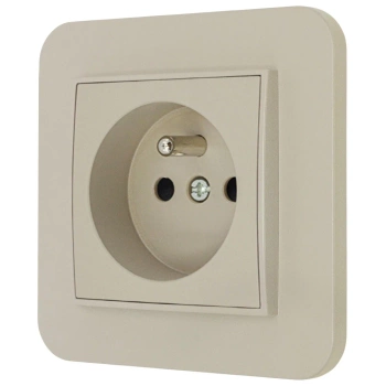 Gniazdo pojedyncze z ramką zaokrągloną seria MINI kolor taupe