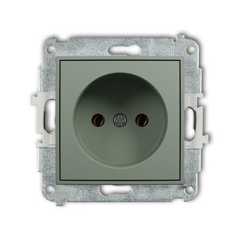 Mechanizm gniazda pojedynczego bez uziemienia 2P bez przesłon torów prądowych Karlik seria ICON 61IGP-1 kolor szałwiowy