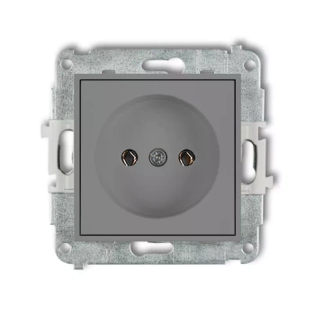 Mechanizm gniazda pojedynczego bez uziemienia 2P bez przesłon torów prądowych Karlik seria ICON 27IGP-1 kolor szary mat