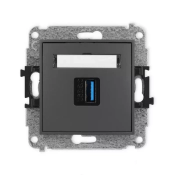 Mechanizm gniazda pojedynczego USB A-A 3.0 Karlik seria MINI 28MGUSB-5 kolor grafitowy mat