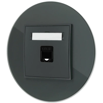 Gniazdo internetowe rj45 1x z ramką okrągłą efekt szkła seria ICON kolor grafitowy mat