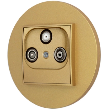 Gniazdo rtv-sat z ramką okrągłą seria MINI kolor złoty