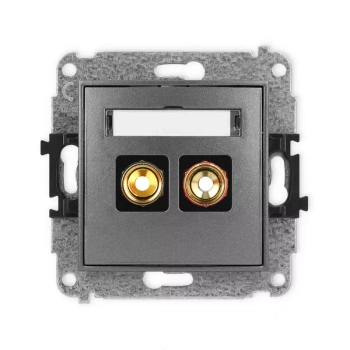 Mechanizm gniazda głośnikowego pojedynczego typu banan - czerwony i czarny, pozłacany, 4 mm2, skręcany Karlik seria MINI 11MGG-4 kolor grafitowy