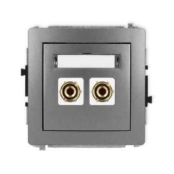 Mechanizm gniazda głośnikowego pojedynczego typu banan - czerwony i czarny, pozłacany, 4 mm2, do lutowania Karlik seria DECO 11DGG-3 kolor grafitowy