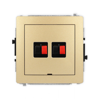 Mechanizm gniazda głośnikowego podwójnego, bez pola opisowego Karlik seria DECO 29DGGBO-2 kolor złoty