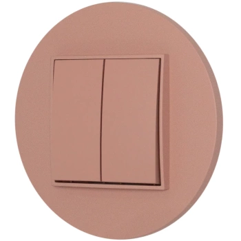 Włącznik podwójny z ramką okrągłą seria MINI kolor łososiowy