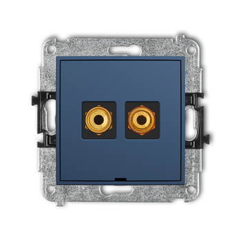 Mechanizm gniazda głośnikowego pojedynczego, bez pola opisowego typu banan - czerwony i czarny, pozłacany, 4 mm2, skręcany Karlik seria ICON 64IGGBO-4 kolor navy blue