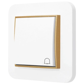 Włącznik dzwonkowy z ramką zaokrągloną seria MINI kolor biały mat/złoty