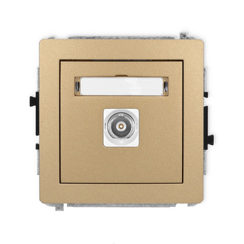 Mechanizm gniazda pojedynczego BNC Karlik seria DECO 8DGBNC-1 kolor złoty metalik