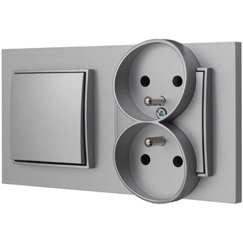 Włącznik z gniazdkiem  bezpieczne dla dzieci kolor srebrny 13