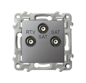 Gniazdo RTV-SAT z dwoma wyjściami SAT seria SZAFIR kolor Szary mat symbol GPA-Z2S/m/70