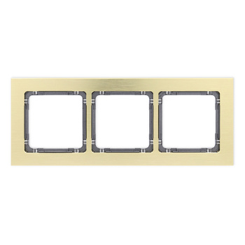 Ramka uniwersalna potrójna - aluminium szczotkowane ramka: kolor mosiężny; spód: grafitowy Karlik seria DECO 8-11-DRA-3 kolor mosiężny