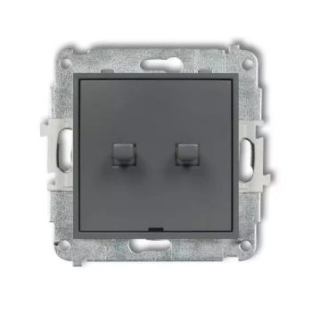 Mechanizm łącznika zwiernego, dwubiegunowego bez piktogramów, osobne zasilanie w stylu amerykańskim Karlik seria MINI 28MWPUS-44.2 kolor grafitowy mat