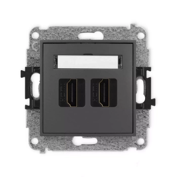 Mechanizm gniazda podwójnego HDMI 2.0, 4K Karlik seria ICON 28IHDMI-4 kolor grafitowy mat