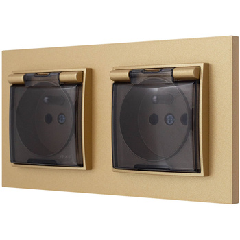 Dwa gniazda hermetyczne karlik mini kolor złoty 19