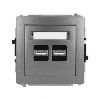 Mechanizm ładowarki USB podwójnej 2xUSB A, 15,5W max., 5V, 3.1A Karlik seria DECO 11DCUSB-6 kolor grafitowy