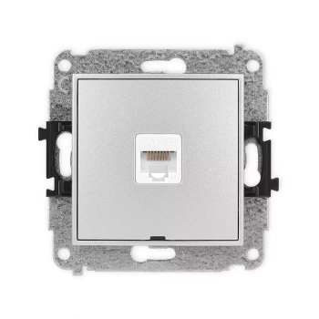 Mechanizm gniazda komputerowego pojedynczego 1xRJ45, kat. 5e, 8-stykowy, bez pola opisowego Karlik seria ICON 7IGKBO-1 kolor srebrny metalik