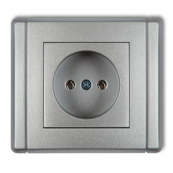 Gniazdo pojedyncze bez uziemienia 2P bez przesłon torów prądowych Karlik seria FLEXI 7FGP-1 kolor srebrny metalik