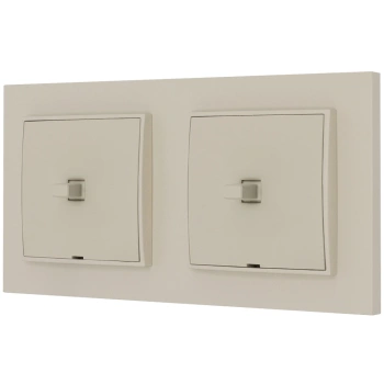 Dwa włączniki pojedyncze w stylu USA ramka kwadratowa seria Mini kolor taupe